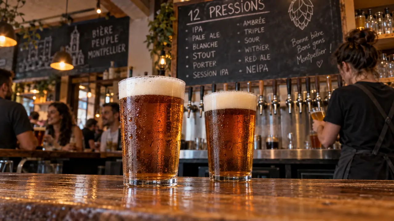 microbrasserie la barbote à Montpellier : 12 pressions sur ardoise